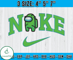 nike x green among us embroidery, cartoon nike embroidery, machine embroidery pattern