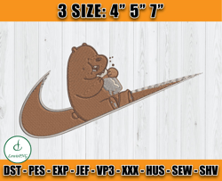 nike grizz bear embroidery, we bare bears embroidery, embroidery file z
