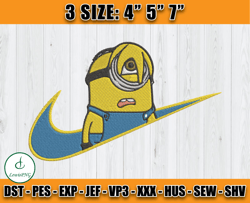 nike minion stuart embroidery, cartoon embroidery, embroidery design movie