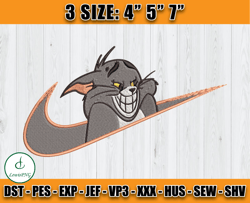 nike tom embroidery, tom and jerry embroidery, disney character embroidery