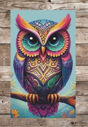 watercolor winter owl. large cross stitch. pdf download pattern/charts. dmc threads. pattern keeper and markup as well.