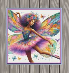 fairy ballerina. large cross stitch. pdf download pattern/charts. pattern keeper and markup as well. dmc threads.