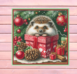 baby christmas hedgehog. large cross stitch. dmc threads. pattern keeper/markup as well. pdf download pattern/charts