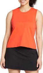 women's cotton muscle tank ,color: hot tangerine