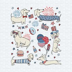 retro 4th of july dachshund doodle svg