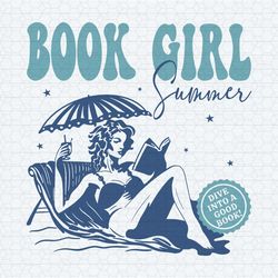 book girl summer beach vibes svg