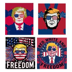 4 files donald trump red white and freedom svg png bundle