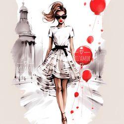 fashion illustration for commercial use, watercolor fashion clipart, digital illustration, fashion wall art drawing