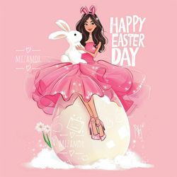 happy easter day fashion illustration for commercial use, digital illustration, fashion clipart, fashion wall art print