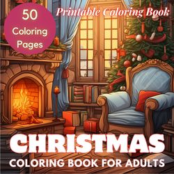 50 christmas big bundle coloring book, printable xmas coloring pages, christmas coloring book for adults and kids