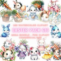 clipart bundle 6-6, 180 watercolor easter collection, watercolor clipart, digital download, instant download