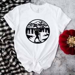 mountain scene female hiker shirt