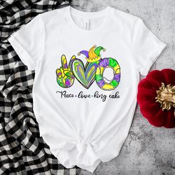 peace love king cake mardi gras shirt