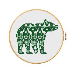 nordic bear - cross stitch pattern