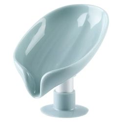 leaf shape drain soap holder - suction cup soap box tray - drying rack for shower sponge - container for kitchen bathroo