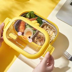 1000ml stainless steel bento lunch box for kids - bpa free leakproof lunch container - girls boys toddlers 2 compartment