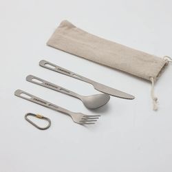 titanium tableware ultralight outdoor portable knife fork spoon cutlery - camping equipment family hiking travel flatwar