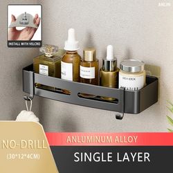 bathroom shelf no drill wall mounted - shampoo bottle shower corner rack - toilet storage rack - aluminum bathroom kitch