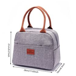 fashion portable gray tote insulation lunch bag - for office work school - korean oxford cloth picnic cooler bags