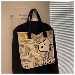 canvas bag women high capacity bag - fashion cartoon snoopy handbag - versatile one shoulder tote bag - christmas presen