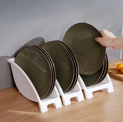 plastic plate bowl storage holder - ventilated kitchen organizer rack - anti-deform kitchenware dishes drainage shelf -