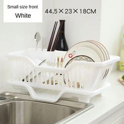 dish drying rack - kitchen utensils drainer rack with drain board - countertop dinnerware plates bowls chopsticks spoons