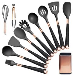 1set apricot/black kitchenware set - silicone material no hurt the pot - 5sets options - for kitchen cooking kitchen ute