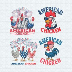 4th of july american chicken svg png bundle