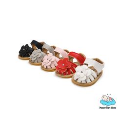 flower design toddler girl baby sandals with anti-slip rubber sole for summer