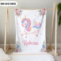 personalized unicorn baby name blanket, unicorn blanket, custom girl name blanket, unicorn baby blanket, newborn blanket