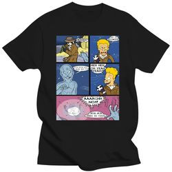 beavis and butthead x watchmen dr. manhattan erase rorschach funny black t-shirt