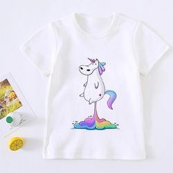 fashion cute unicorn girl t shirt children rainbow 24