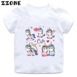 the fashion unicorn girl t -shirt children so cute