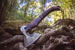 custom gift hand forged carbon steel viking axe with ash wood shaft, wedding gift, axe, axes best birthday&anniversary g