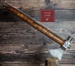 cutsom hand made damascus steel smoking axe with smoking pipe rose wood with spindle handle