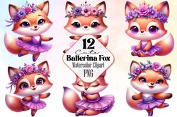 cute ballerina clipart, fox clipart, png