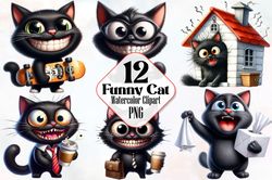 funny black cats clipart - crazy cat png