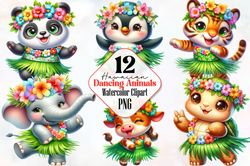 hawaiian clipart, dancing animals png