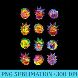 rick and morty psychedelic face grid - png graphics