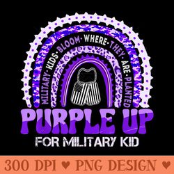 purple up for military rainbow military child month - unique sublimation png download