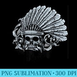 cool native american skull headdress - digital png downloads