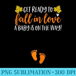 womens fall pregnancy announcement fall in love autumn baby - digital png artwork