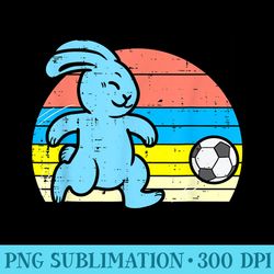 easter bunny playing soccer retro football girls - modern png designs