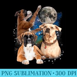 three boxers howling at the moon starry night dog breed raglan baseball - png download resource