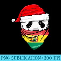 panda in santas hat and bolivia flag bandana christmas - png file download