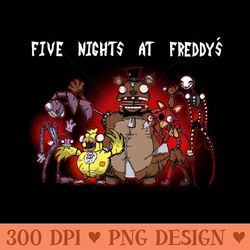 five nights at freddys the gangs all here - stylish shirt png