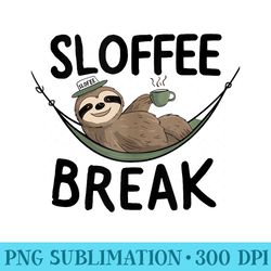 relaxing sloth coffee lover fun coffee break - blank shirt template png