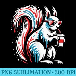 cool squirrel drinking coffee graphic art design - sublimation graphics png