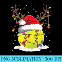 christmas softball reindeer funny santa hat xmas - png clipart download