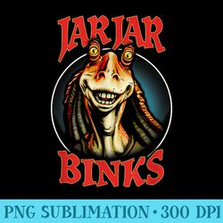 star wars jar jar binks vintage big chest portrait frame - png download high quality